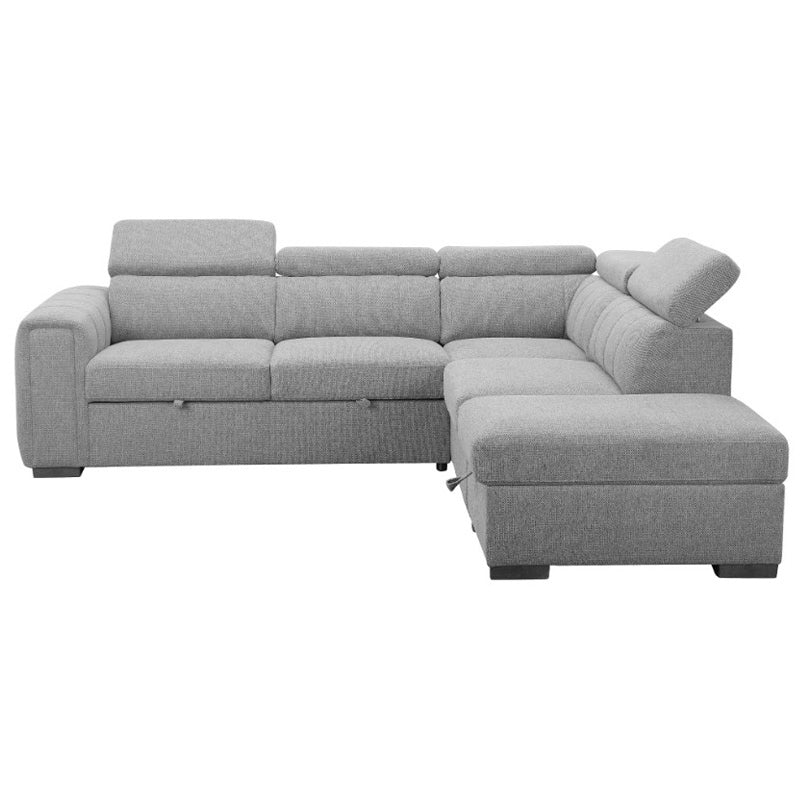 Odelia 4 Seater Corner Fabric Lounge with Pullout Sofa Bed - Grey