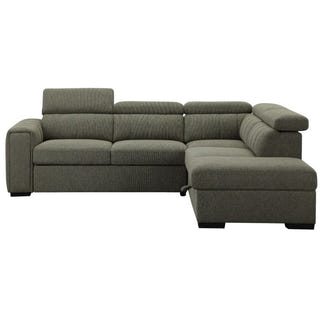 Odelia 4 Seater Corner Fabric Lounge with Pullout Sofa Bed - Green