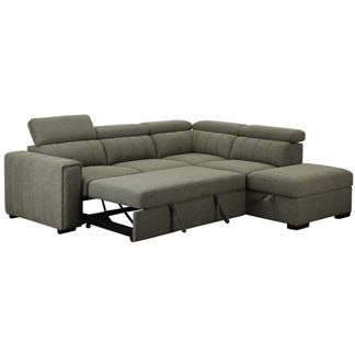 Odelia 4 Seater Corner Fabric Lounge with Pullout Sofa Bed - Green