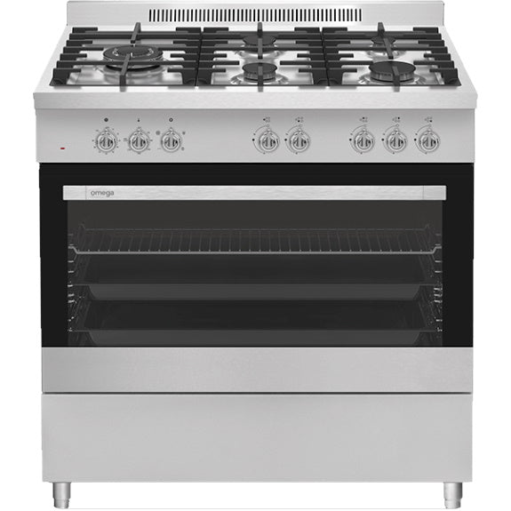 Omega 90cm 5 Function Freestanding Oven - Stainless Steel