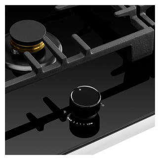 Omega 90cm Gas on Glass Cooktop with Wok Burner - Black