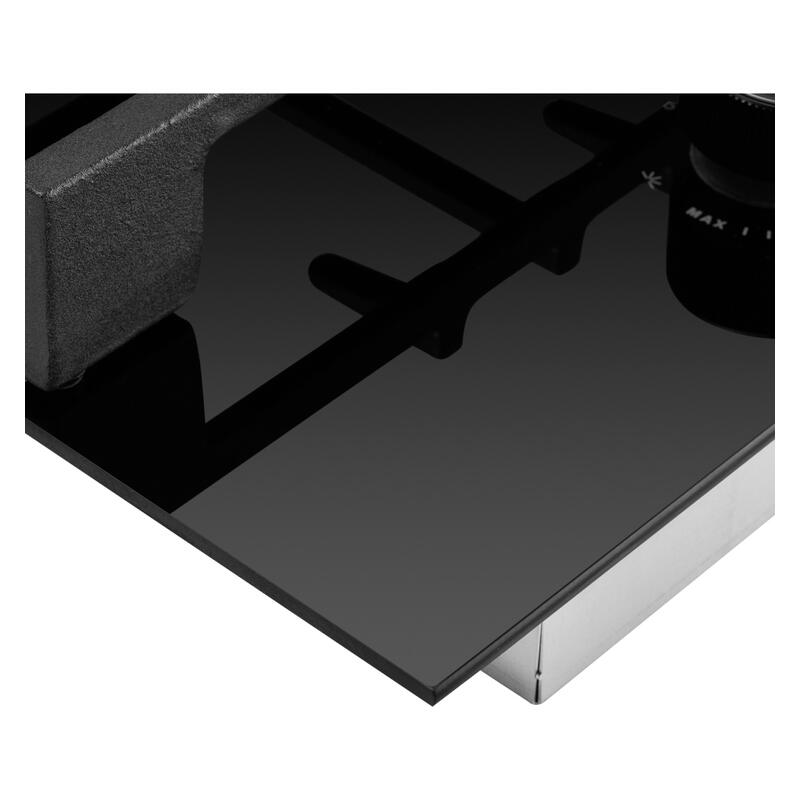 Omega 90cm Gas on Glass Cooktop with Wok Burner - Black