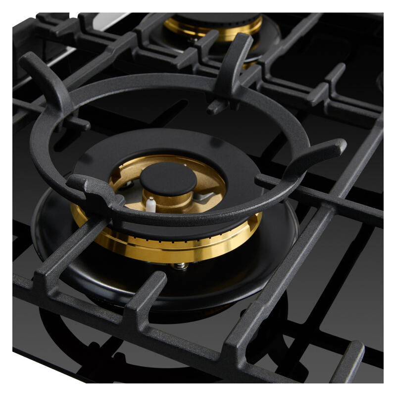 Omega 90cm Gas on Glass Cooktop with Wok Burner - Black