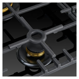 Omega 90cm Gas on Glass Cooktop with Wok Burner - Black