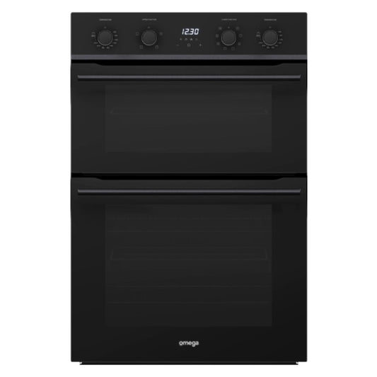Omega 60cm Built-In Double Oven with 12 Functions - Black