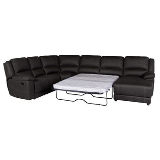 Oregon 6 Seater Fabric Corner Recliner with Chaise and Sofa Bed - Jet