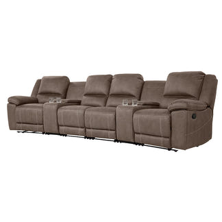Oregon 4 Seater Fabric Home Theatre Recliner - Graphite