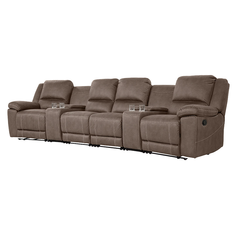 Oregon 4 Seater Fabric Home Theatre Recliner - Graphite