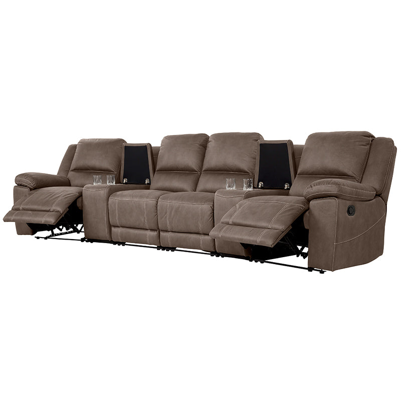 Oregon 4 Seater Fabric Home Theatre Recliner - Graphite