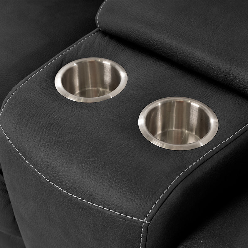 Oregon 4 Seater Fabric Home Theatre Recliner - Jet