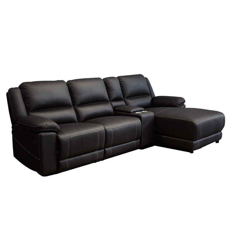Oregon 3 Seater Fabric Recliner with Chaise - Jet