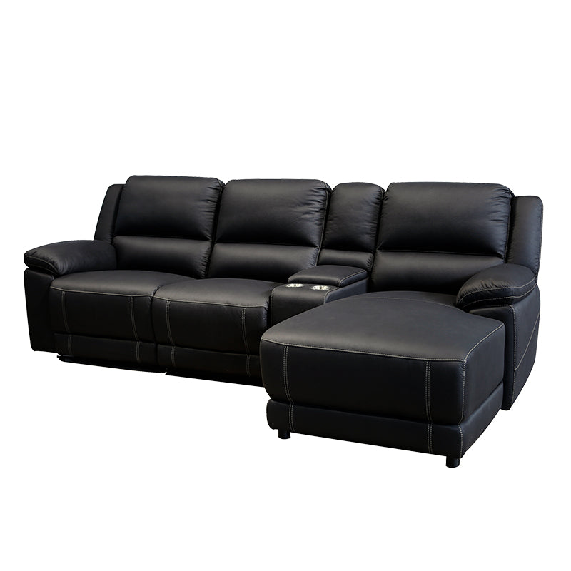 Oregon 3 Seater Fabric Recliner with Chaise - Jet