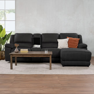 Oregon 3 Seater Fabric Recliner with Chaise - Jet