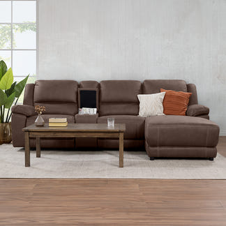 Oregon 3 Seater Fabric Recliner with Chaise - Graphite