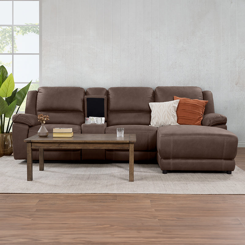 Oregon 3 Seater Fabric Recliner with Chaise - Graphite