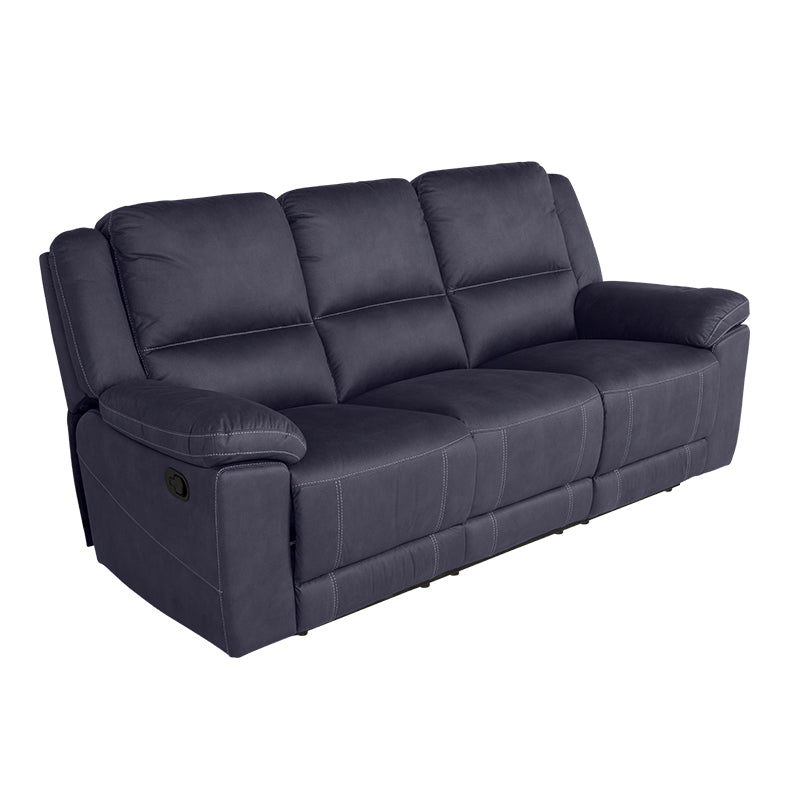 Oregon 3 Seater Fabric Recliner - Navy