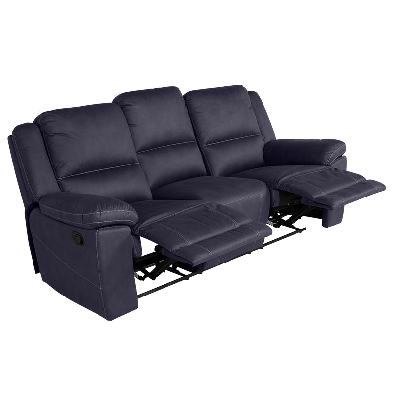 Oregon 3 Seater Fabric Recliner - Navy