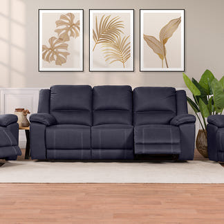 Oregon 3 Seater Fabric Recliner - Navy