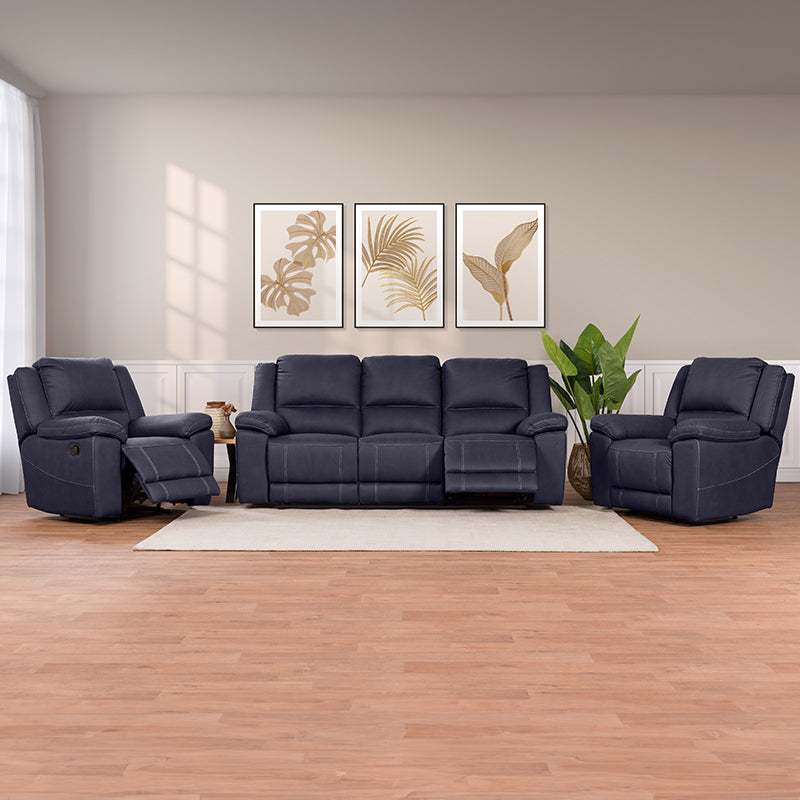Oregon 3 Seater Fabric Recliner - Navy