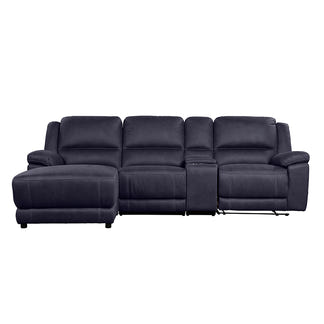 Oregon 3 Seater Fabric Recliner with Chaise - Navy