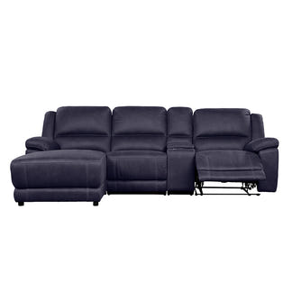 Oregon 3 Seater Fabric Recliner with Chaise - Navy