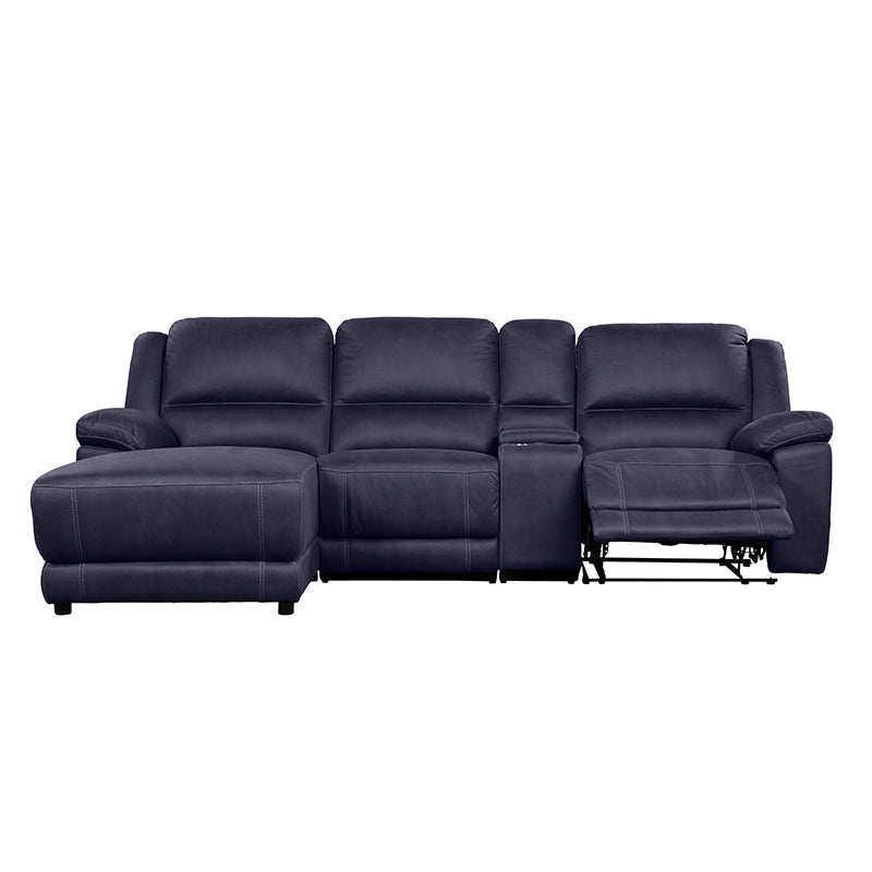 Oregon 3 Seater Fabric Recliner with Chaise - Navy