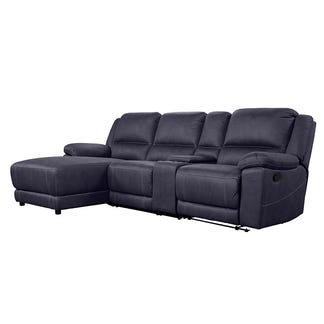 Oregon 3 Seater Fabric Recliner with Chaise - Navy