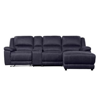 Oregon 3 Seater Fabric Recliner with Chaise - Navy