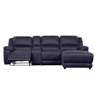 Oregon 3 Seater Fabric Recliner with Chaise - Navy