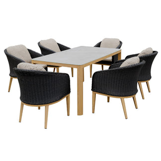 Park Orchard 7 Piece Outdoor Dining Setting - Black/Beige
