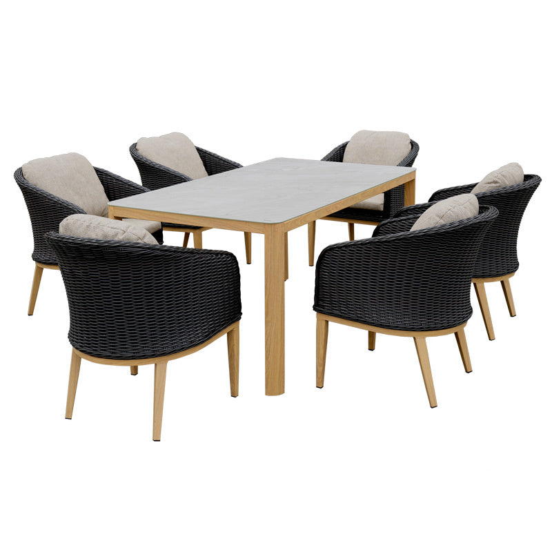 Park Orchard 7 Piece Outdoor Dining Setting - Black/Beige