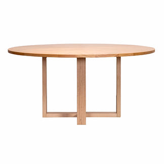 Perisher 160cm Round Timber Dining Table - Natural