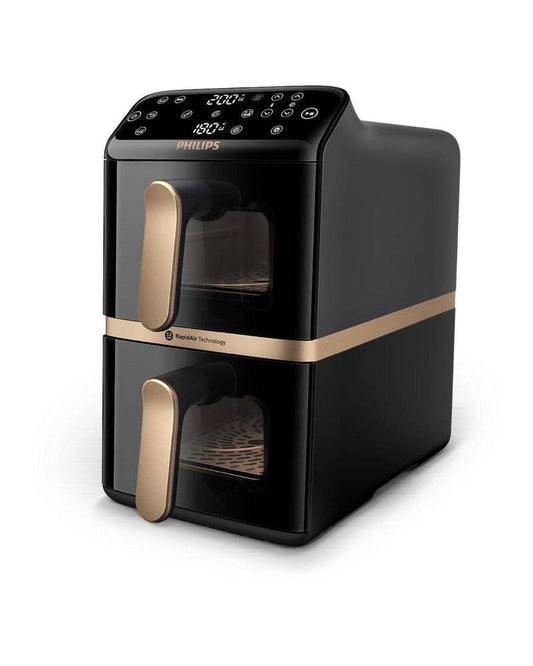 Philips 10L Stacked Dual-Basket Air Fryer - Black (4000 Series | NA462/70)