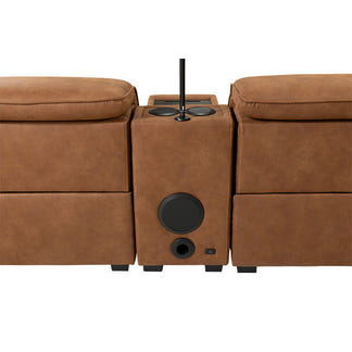 Prestige 3 Seater Home Theatre Electric Recliner Fabric Lounge - Tan