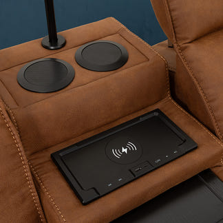 Prestige 3 Seater Home Theatre Electric Recliner Fabric Lounge - Tan