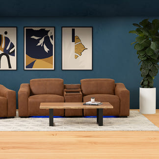 Prestige 2 Seater Home Theatre Electric Recliner Fabric Lounge - Tan