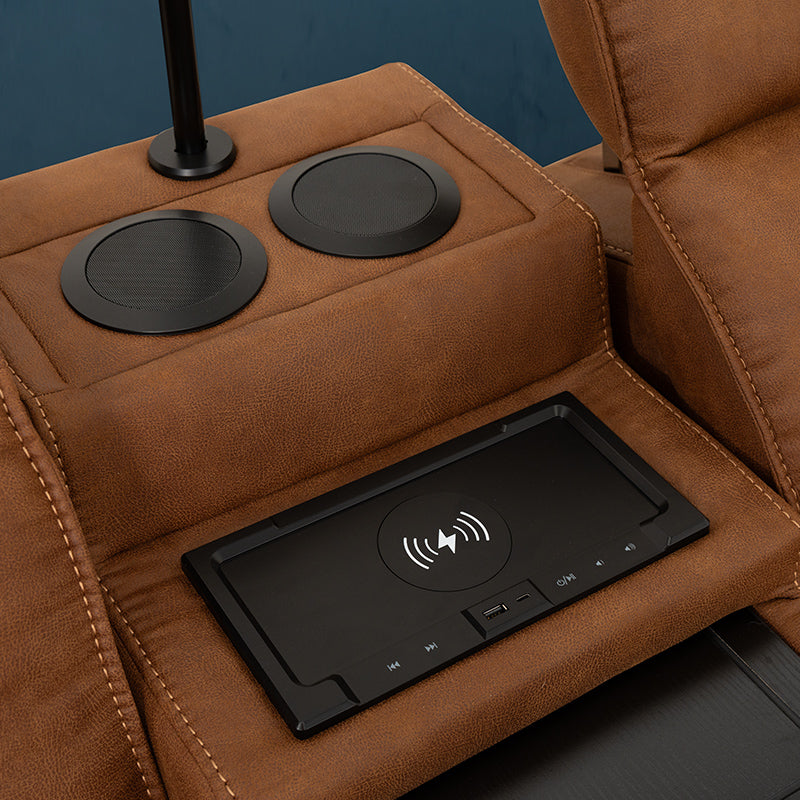 Prestige 2 Seater Home Theatre Electric Recliner Fabric Lounge - Tan