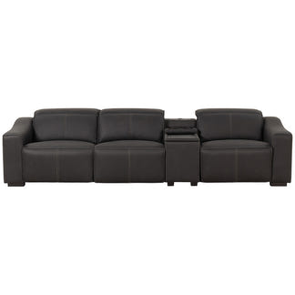 Prestige 3 Seater Home Theatre Electric Recliner Fabric Lounge - Jet