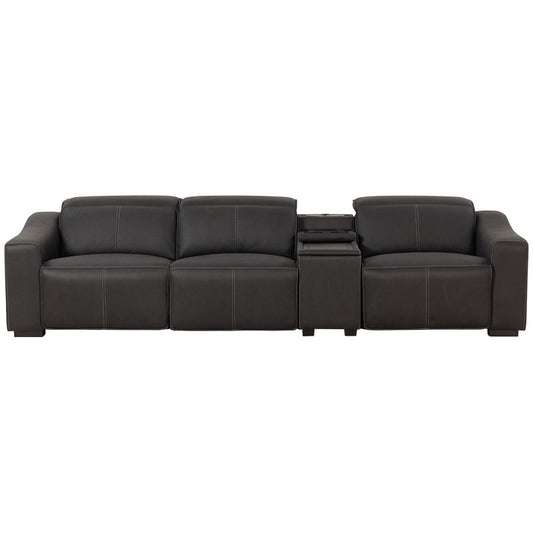 Prestige 3 Seater Home Theatre Electric Recliner Fabric Lounge - Jet