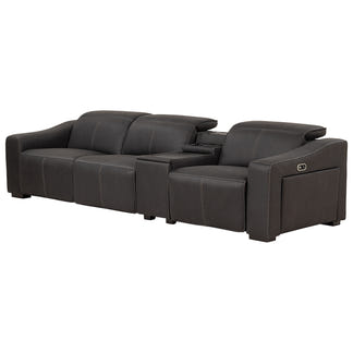 Prestige 3 Seater Home Theatre Electric Recliner Fabric Lounge - Jet