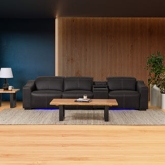 Prestige 3 Seater Home Theatre Electric Recliner Fabric Lounge - Jet