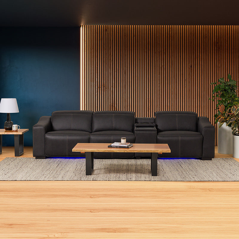 Prestige 3 Seater Home Theatre Electric Recliner Fabric Lounge - Jet