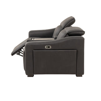 Prestige 2 Seater Home Theatre Electric Recliner Fabric Lounge - Jet