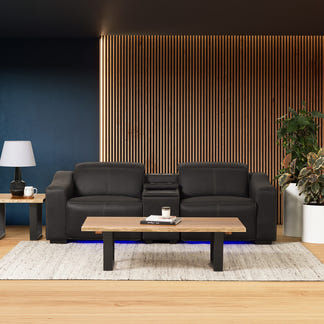 Prestige 2 Seater Home Theatre Electric Recliner Fabric Lounge - Jet