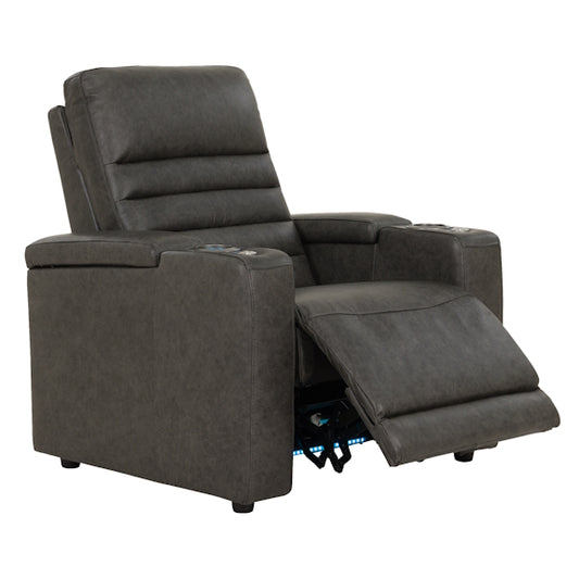 Quentin Electric Recliner Leather Armchair - Black