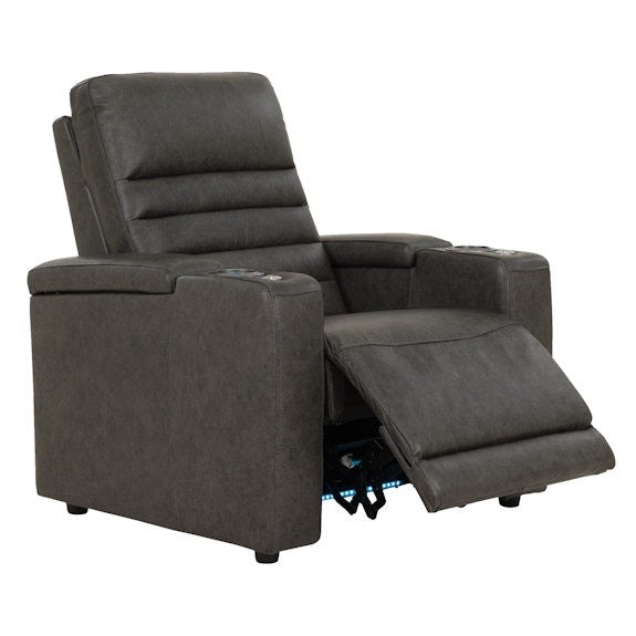 Quentin Electric Recliner Leather Armchair - Black