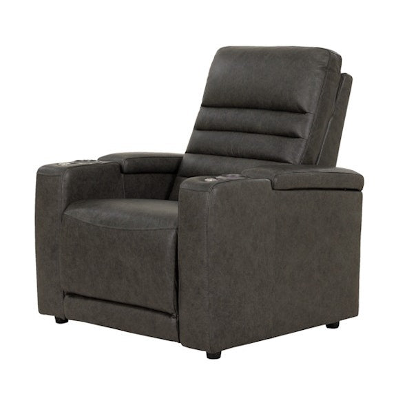 Quentin Electric Recliner Leather Armchair - Black