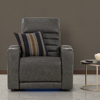 Quentin Electric Recliner Leather Armchair - Black