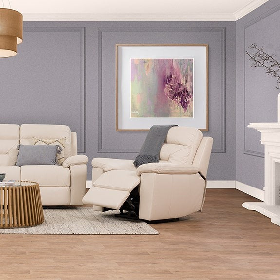 Renato Electrical Recliner Leather Armchair - Taupe