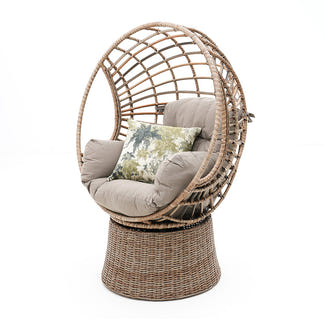 Robin Outdoor Swivel Egg Chair - Marina/Taupe